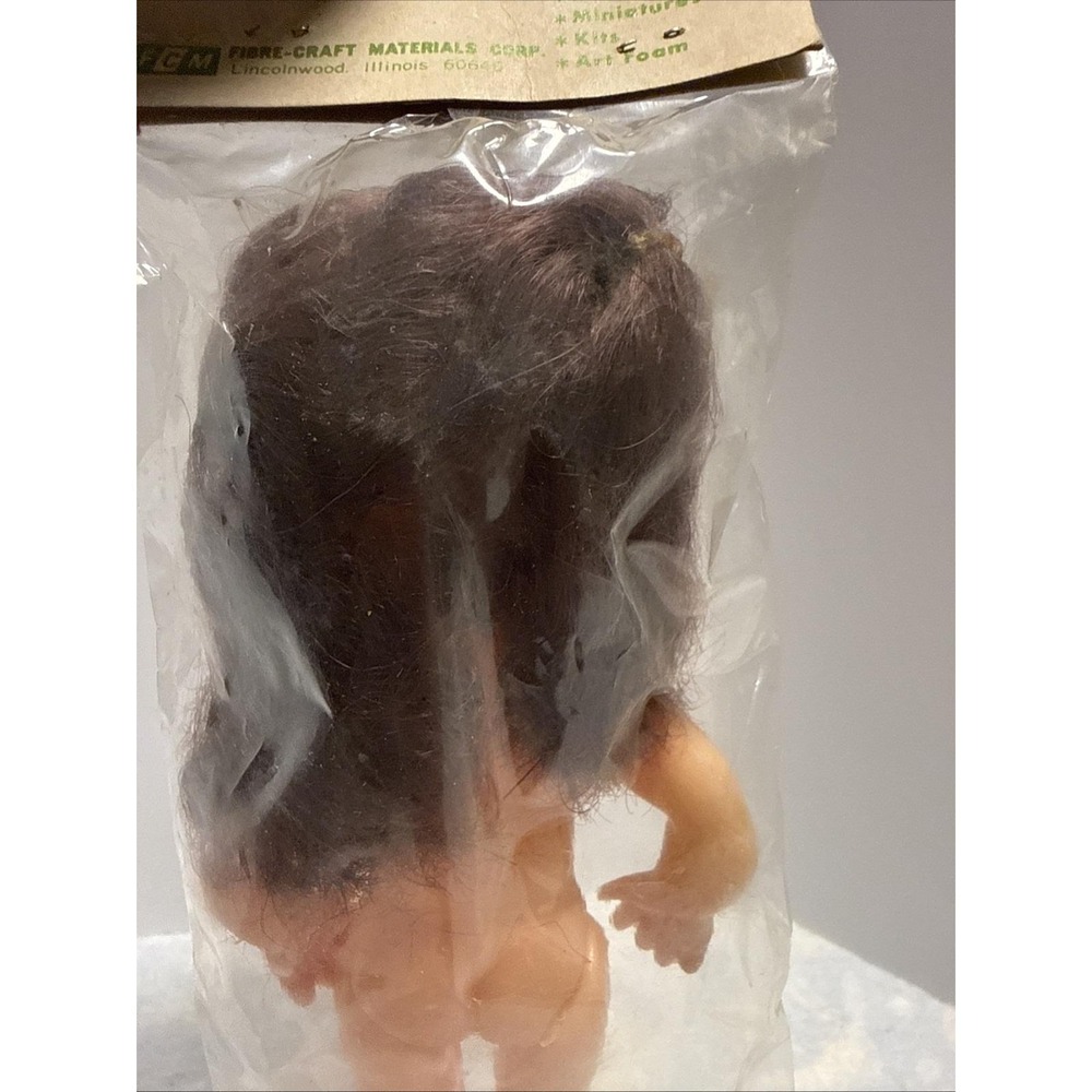 Fibre Craft 8" Brown Hair Craft Doll No. 3019 Acrylic Hair Plastic NEW Head Body - Picture 8 of 12